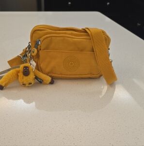 Kipling Mustard Crossbody Bag with Charm